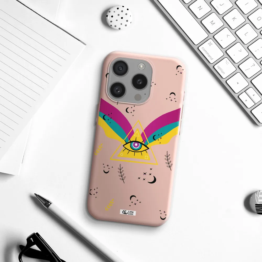 One-Eyed Pyramid Apple Iphone 15 Pro Silicone Pastel Pink Case