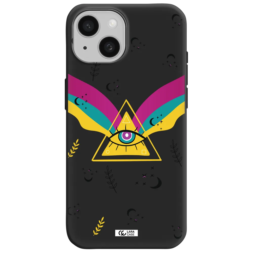 One-Eyed Pyramid Apple iPhone 15 Silicone black Case
