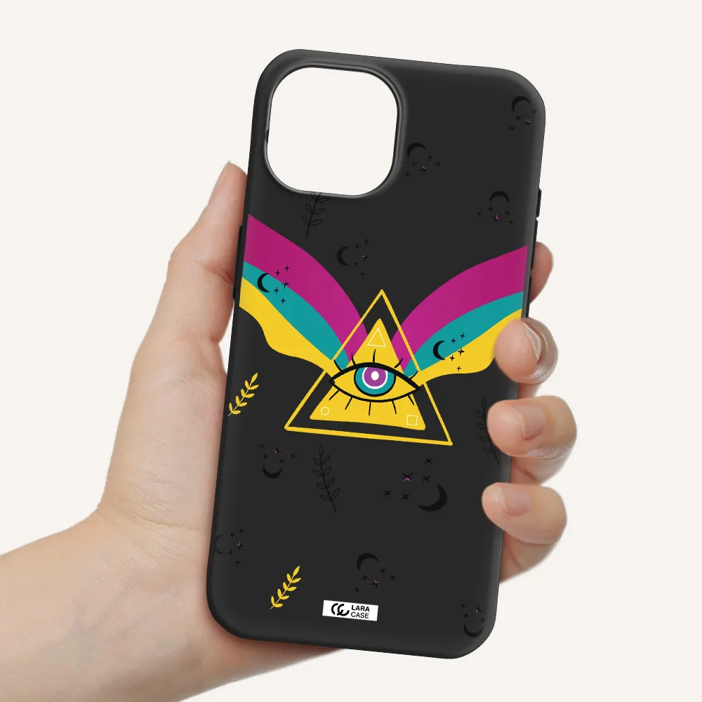 One-Eyed Pyramid Apple iPhone 15 Silicone black Case