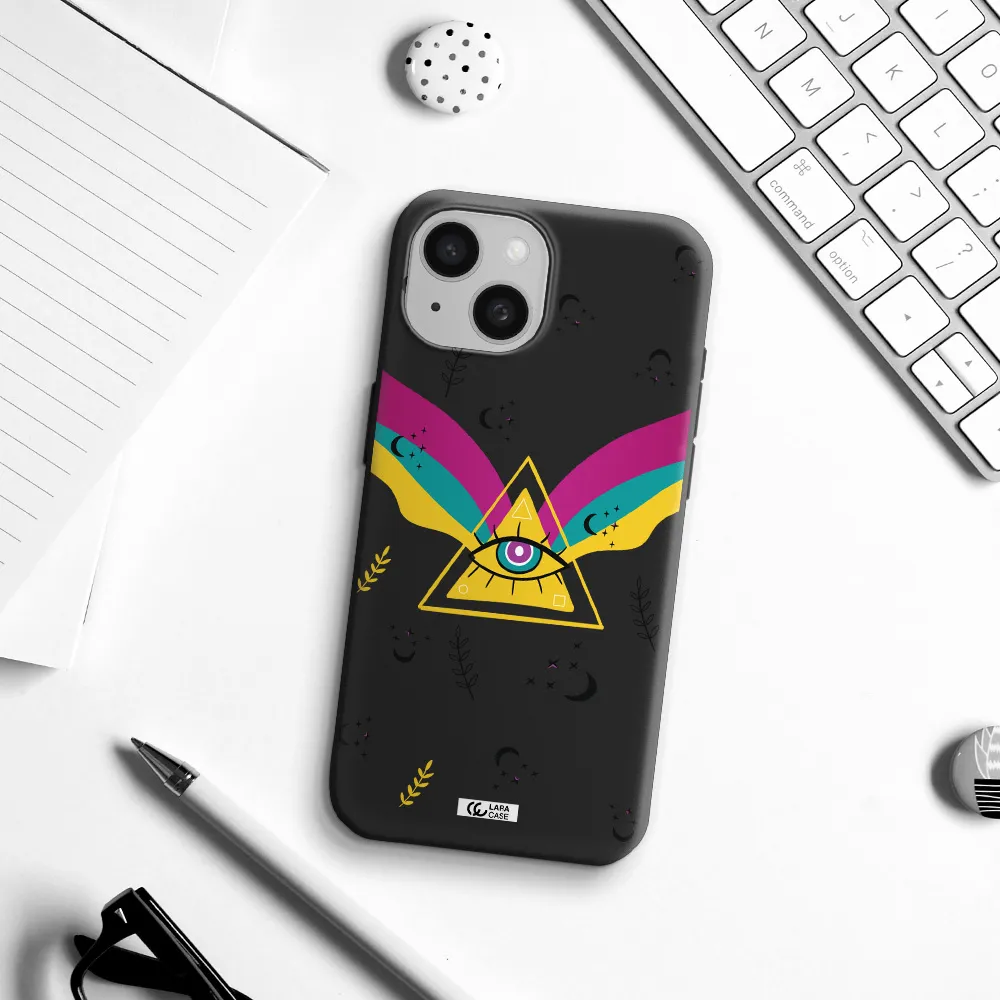 One-Eyed Pyramid Apple iPhone 15 Silicone black Case