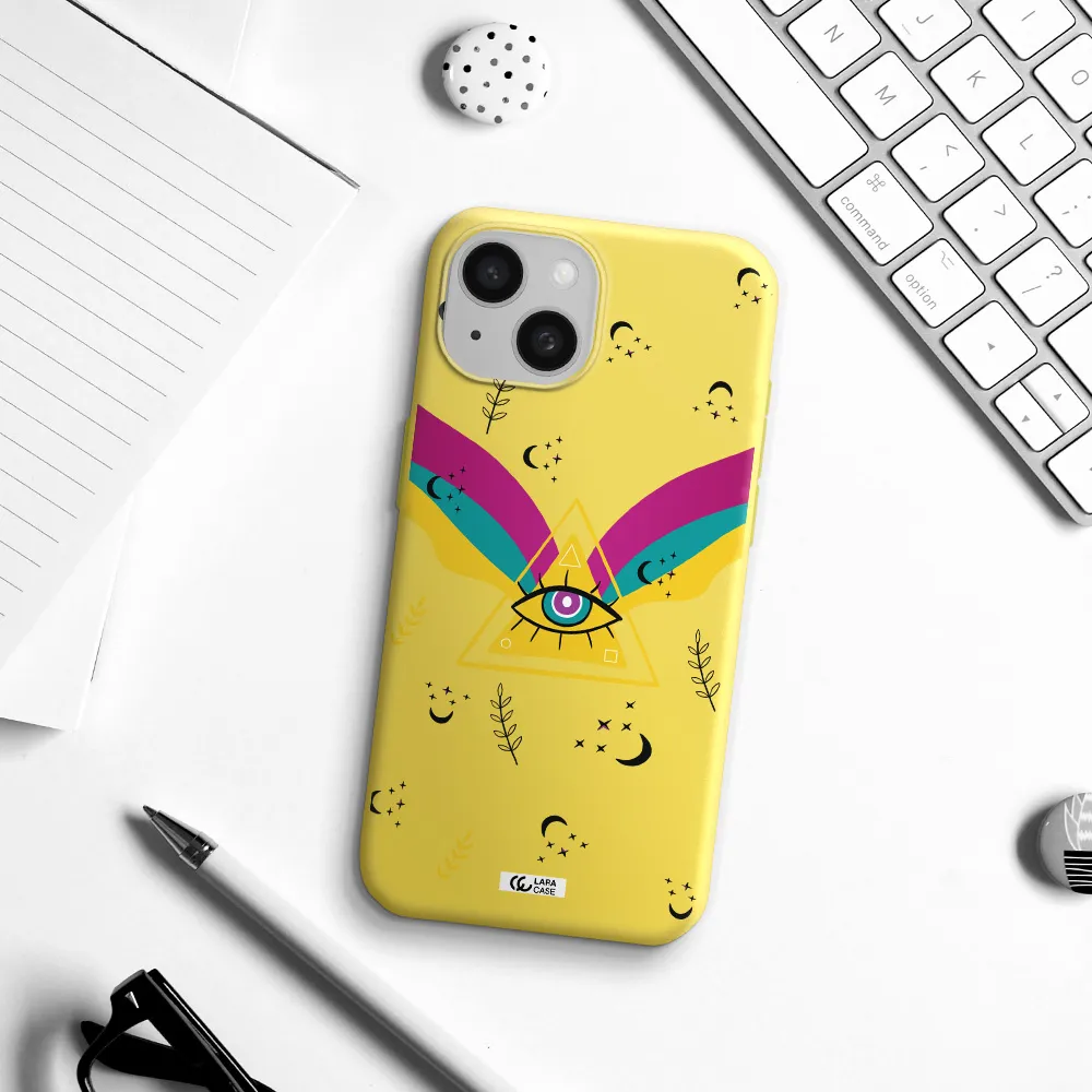 One-Eyed Pyramid Apple iPhone 15 Silicone canary yellow Case