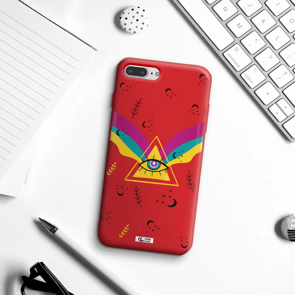 One-Eyed Pyramid Apple iPhone 8 plus Silicone Imperial Red Case