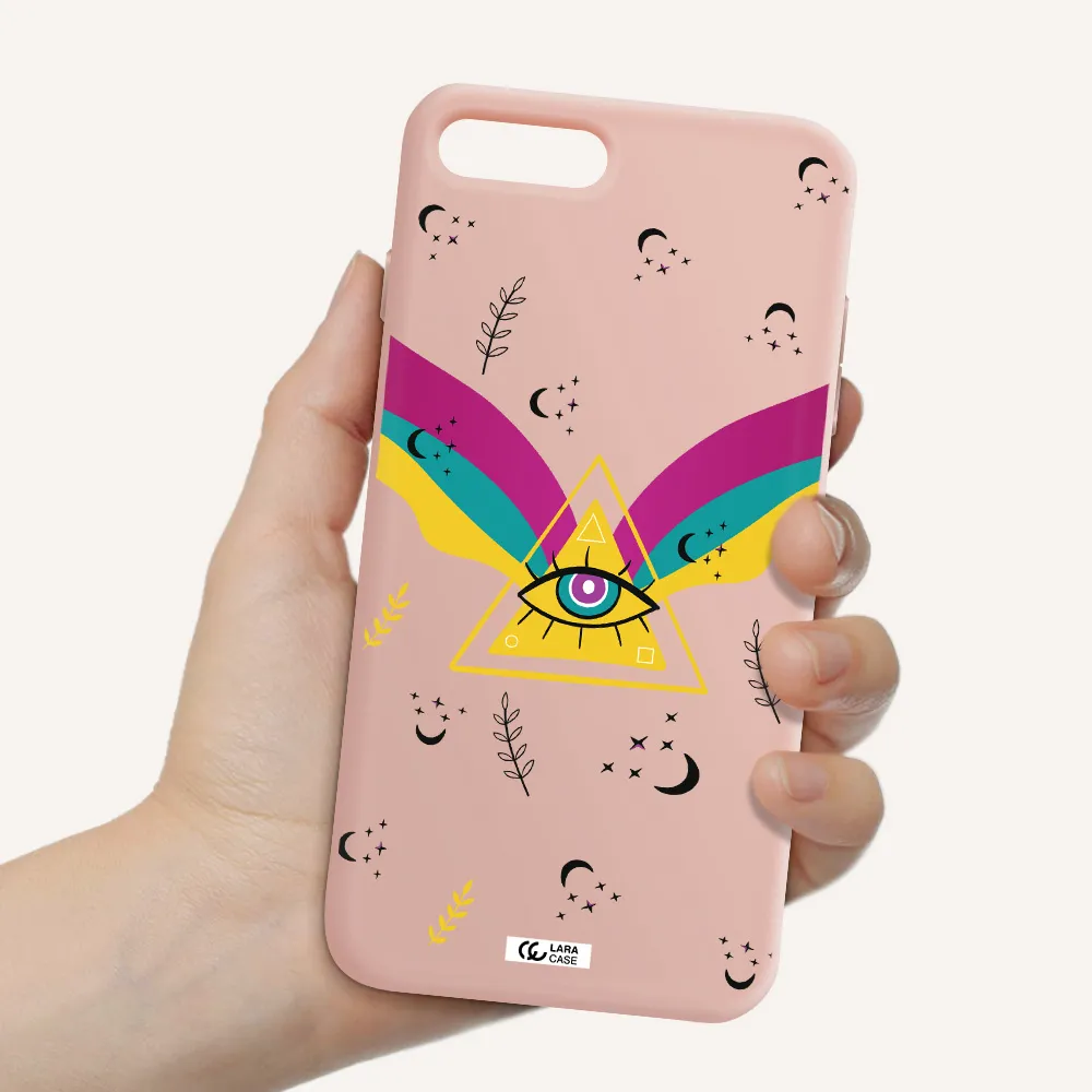 One-Eyed Pyramid Apple iPhone 8 plus Silicone pastel pink Case