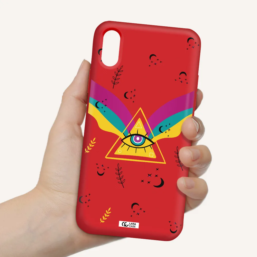 One-Eyed Pyramid Apple iPhone X Silicone Imperial Red Case
