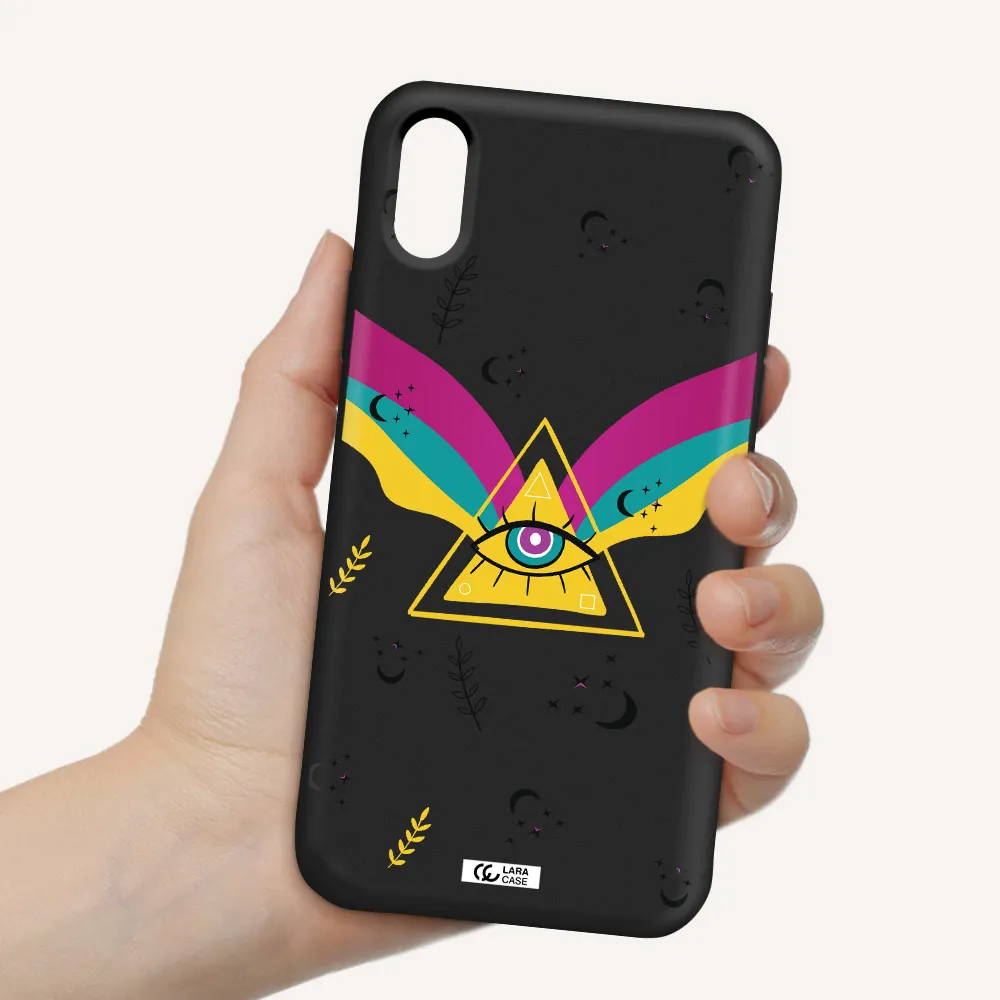 One-Eyed Pyramid Apple iPhone XS Silicone black Case