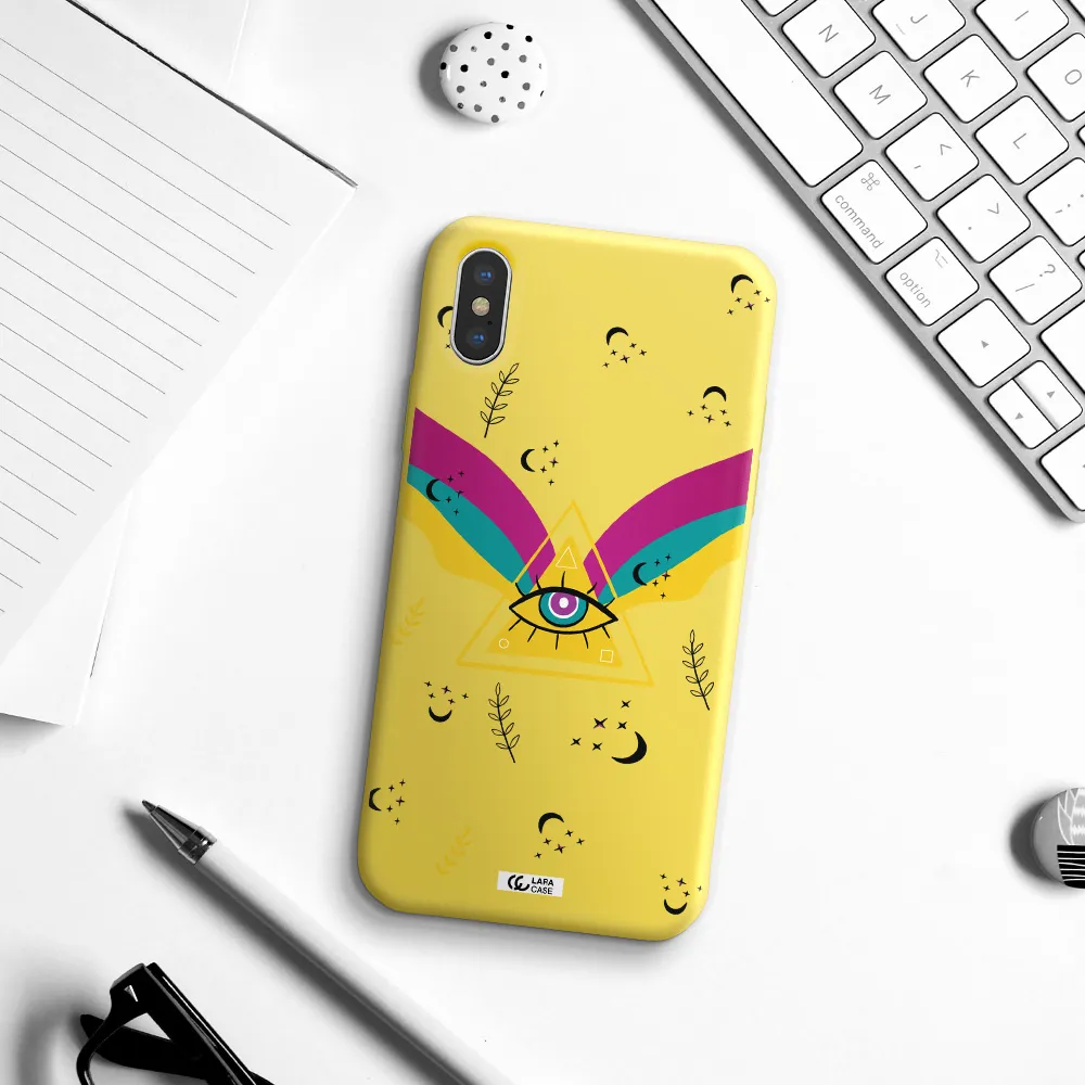 One-Eyed Pyramid Apple iPhone XS Silicone canary yellow Case