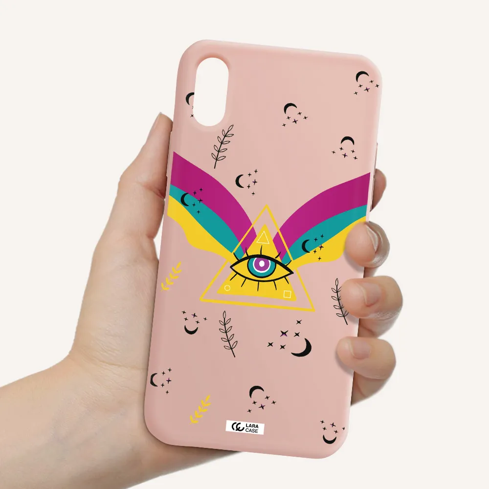 One-Eyed Pyramid Apple iPhone XS Silicone pastel pink Case