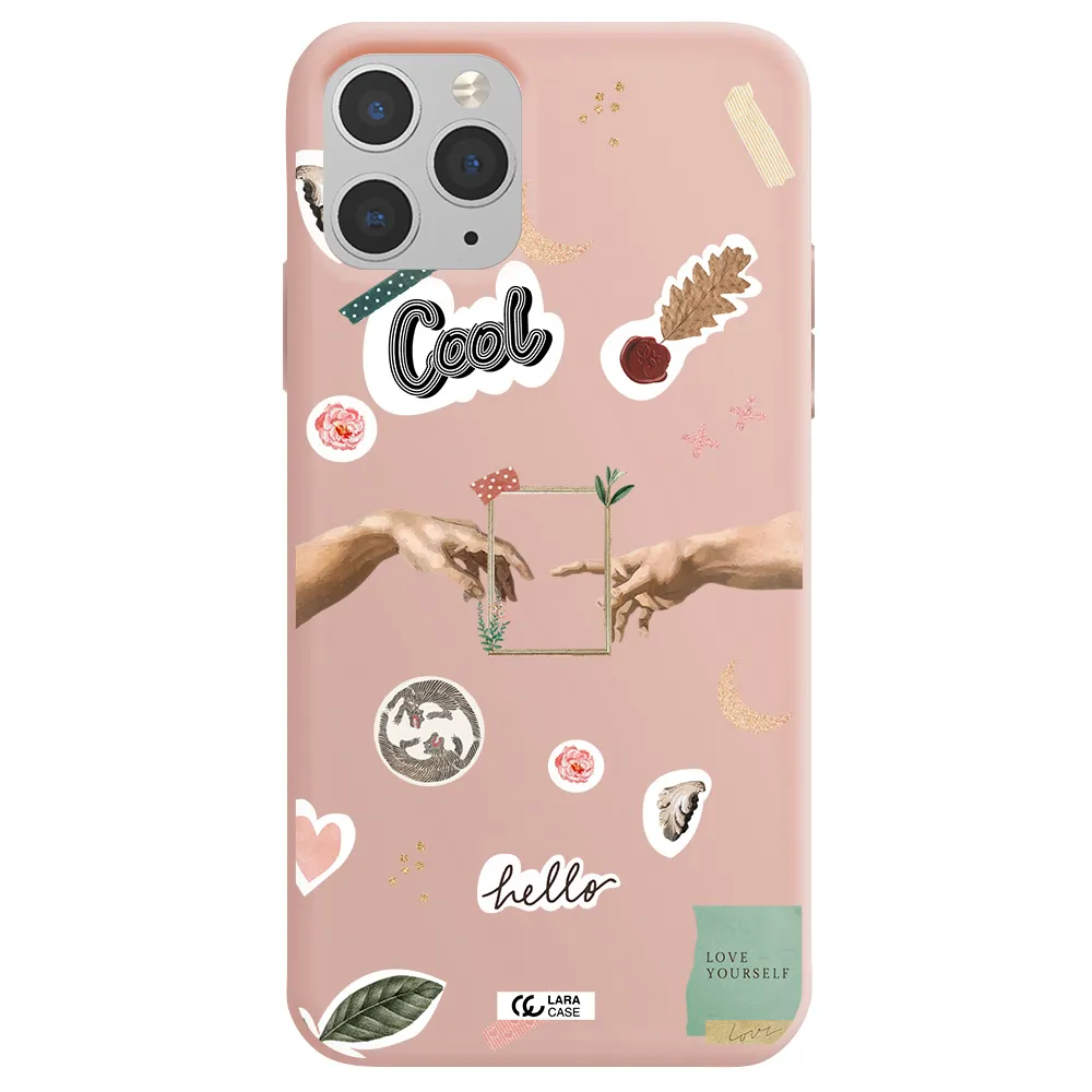 Creation Of Adam Apple iPhone 11 pro max Silicone pastel pink Case