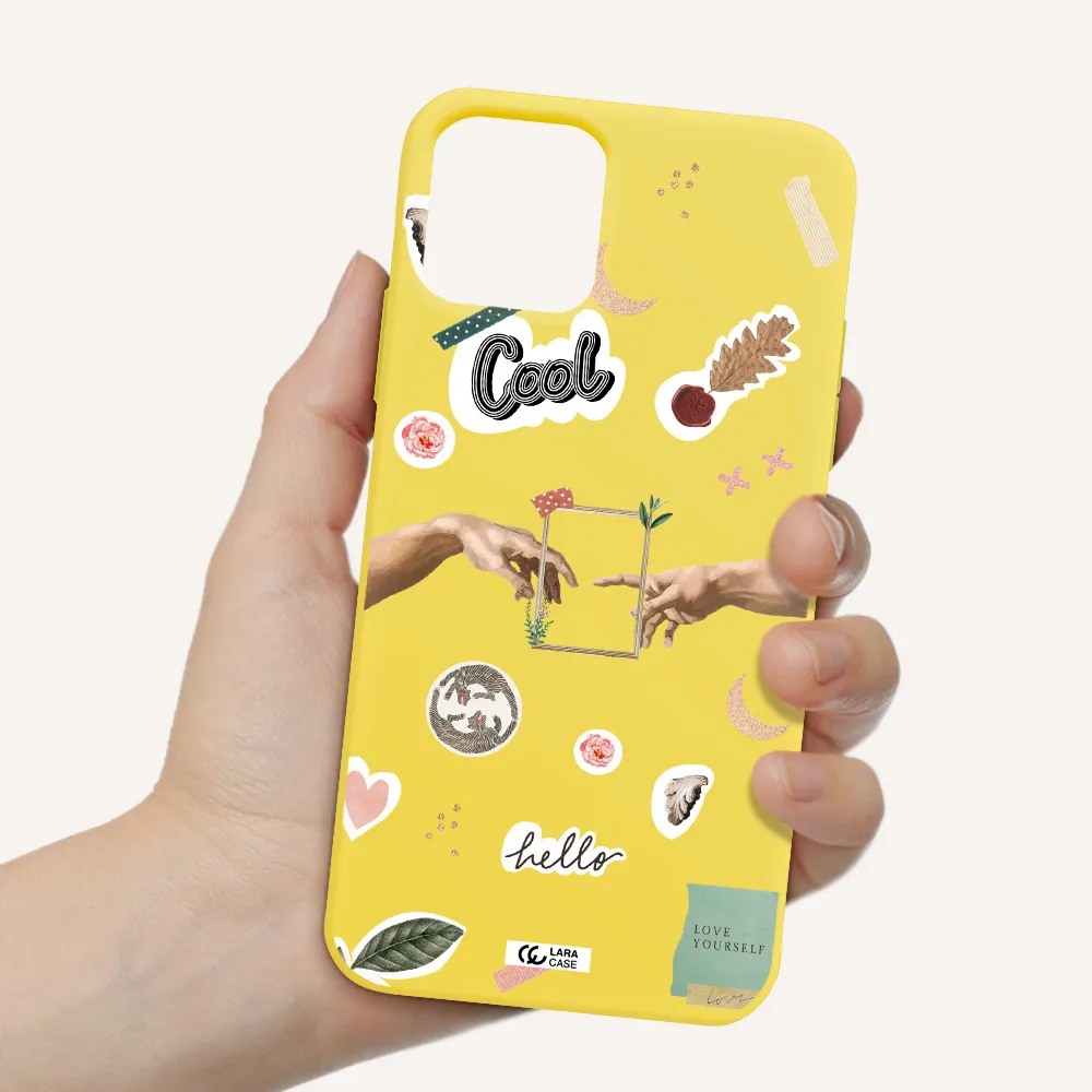 Creation Of Adam Apple iPhone 11 pro Silicone canary yellow Case