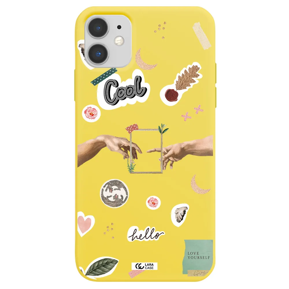 Creation Of Adam Apple iPhone 11 Silicone canary yellow Case