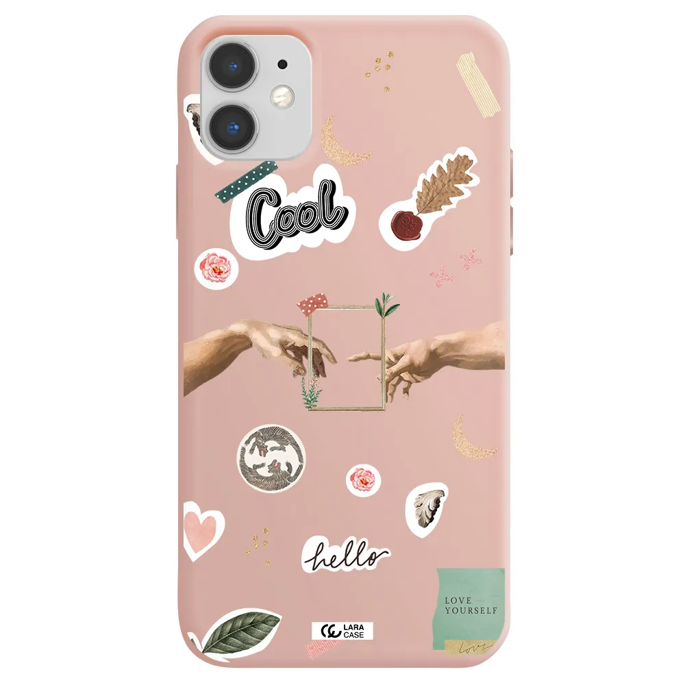 Creation Of Adam Apple iPhone 11 Silicone pastel pink Case