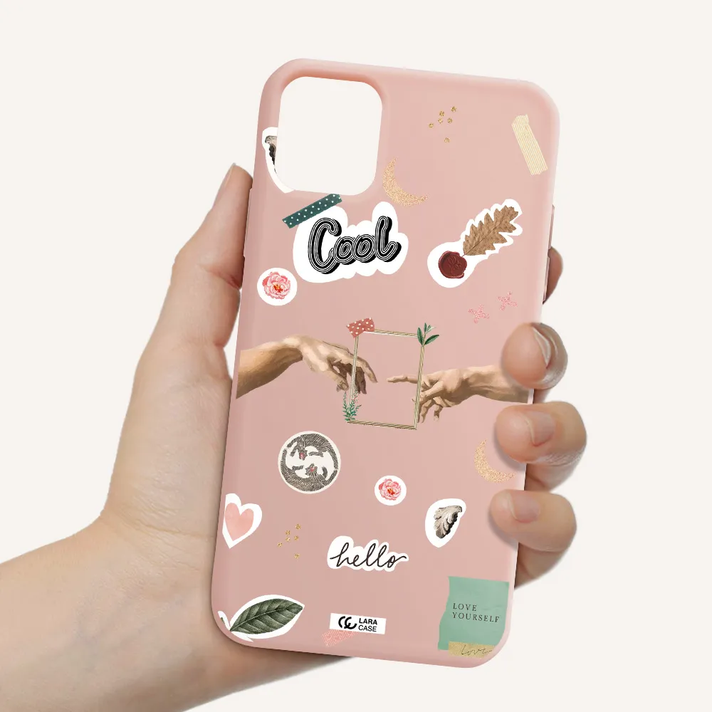 Creation Of Adam Apple iPhone 11 Silicone pastel pink Case