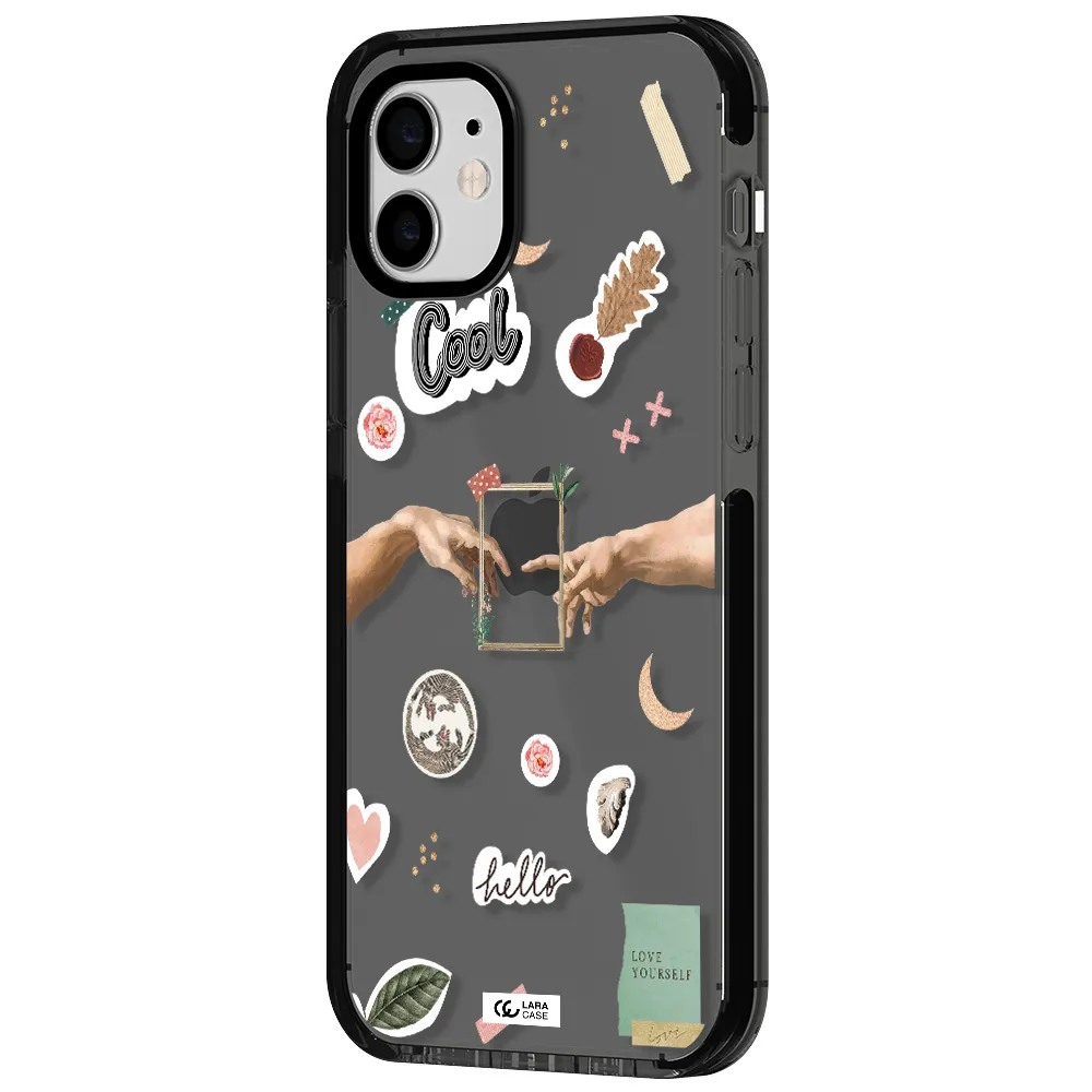 Creation Of Adam Apple iPhone 12 impact Smoke Black Case