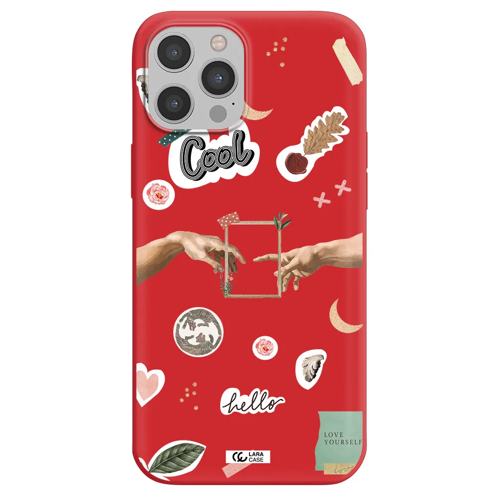 Creation Of Adam Apple iPhone 12 pro max Silicone Imperial Red Case