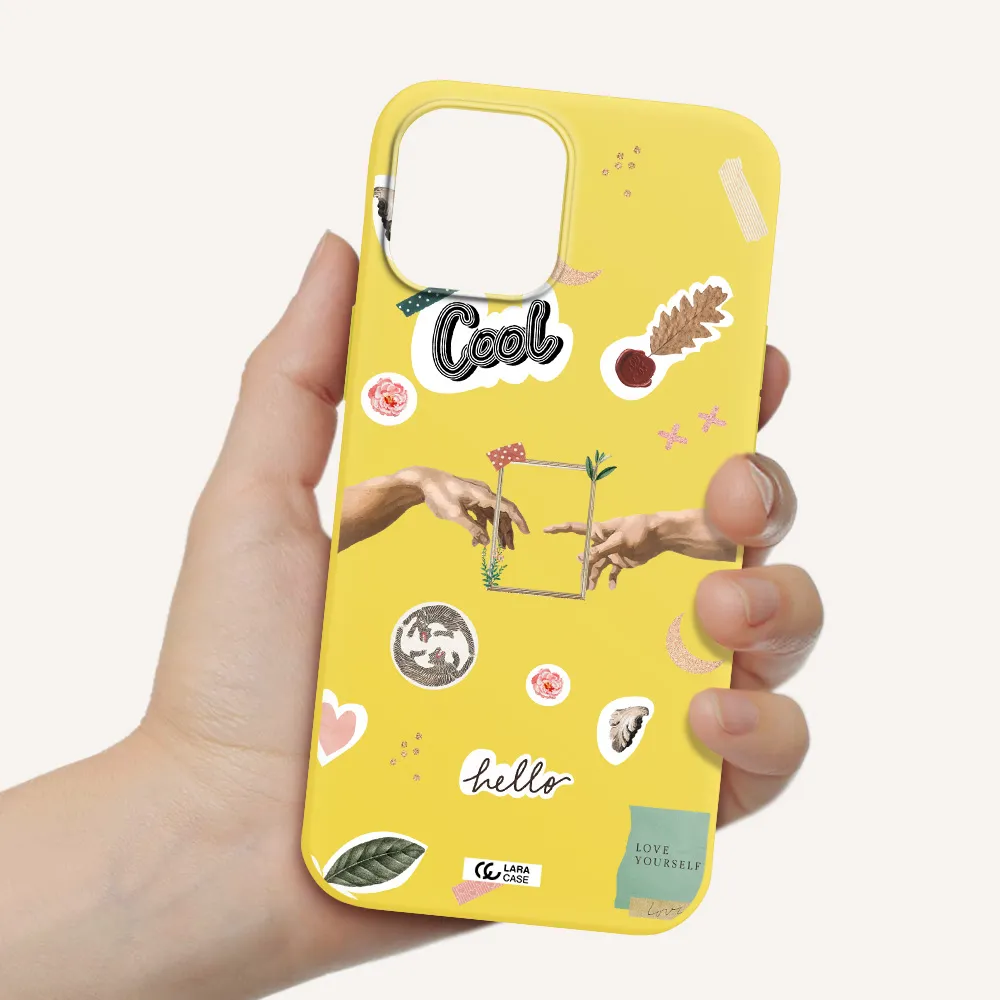 Creation Of Adam Apple iPhone 12 pro Silicone canary yellow Case