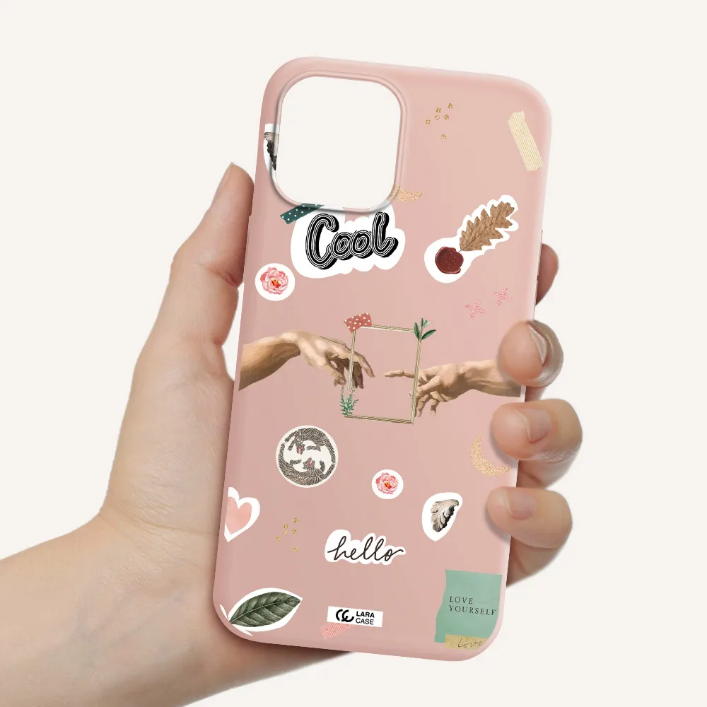 Creation Of Adam Apple iPhone 12 pro Silicone pastel pink Case
