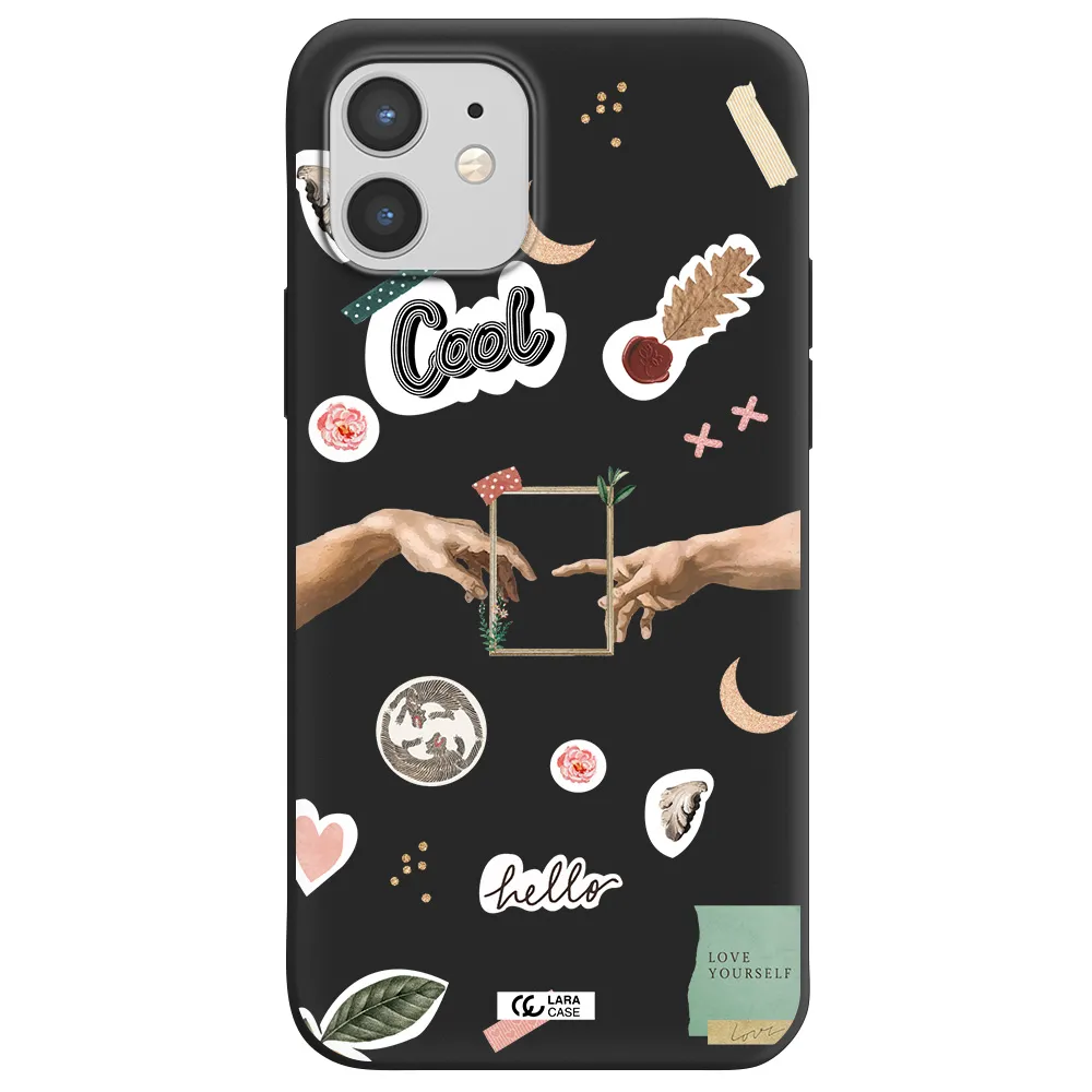 Creation Of Adam Apple iPhone 12 Silicone black Case