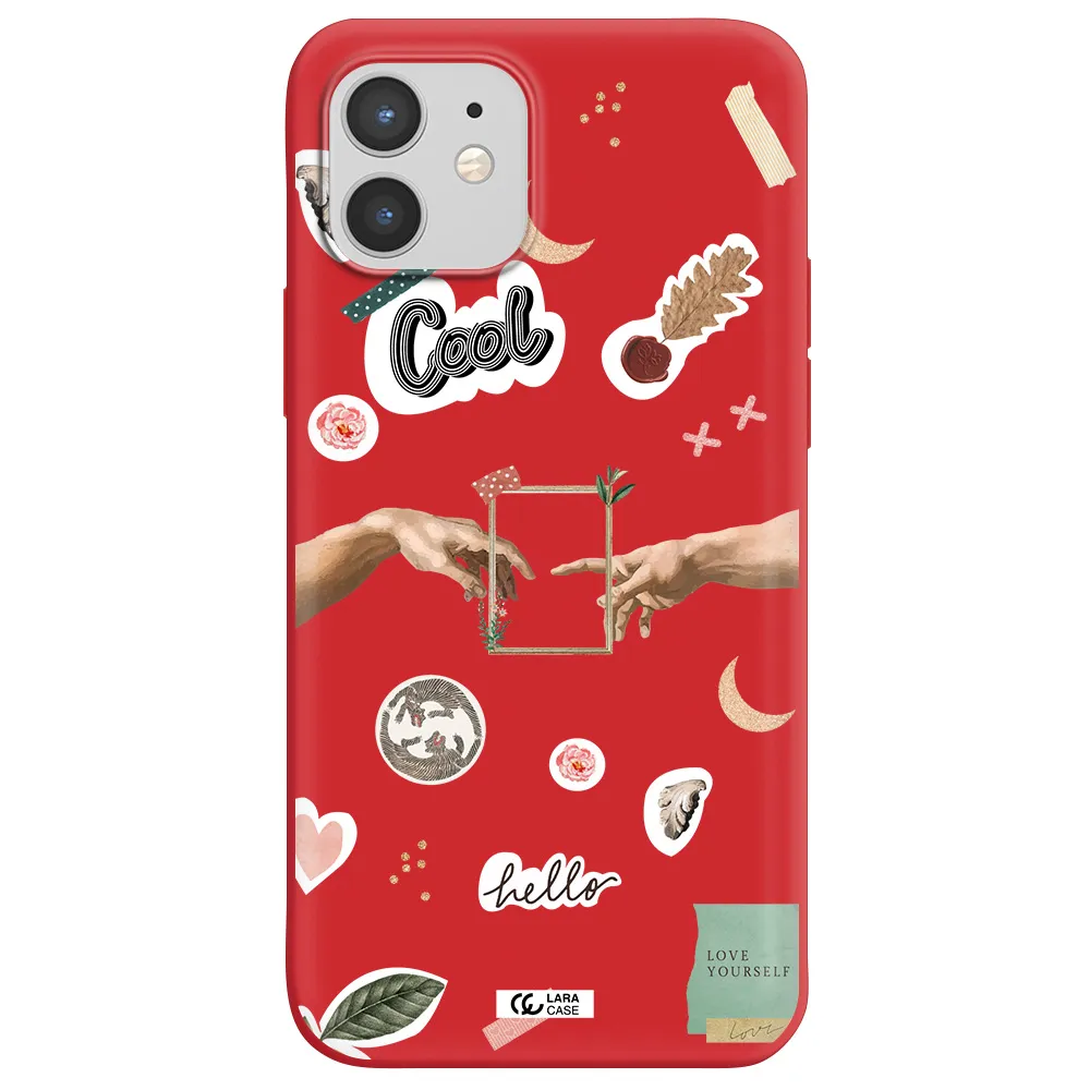 Creation Of Adam Apple iPhone 12 Silicone Imperial Red Case