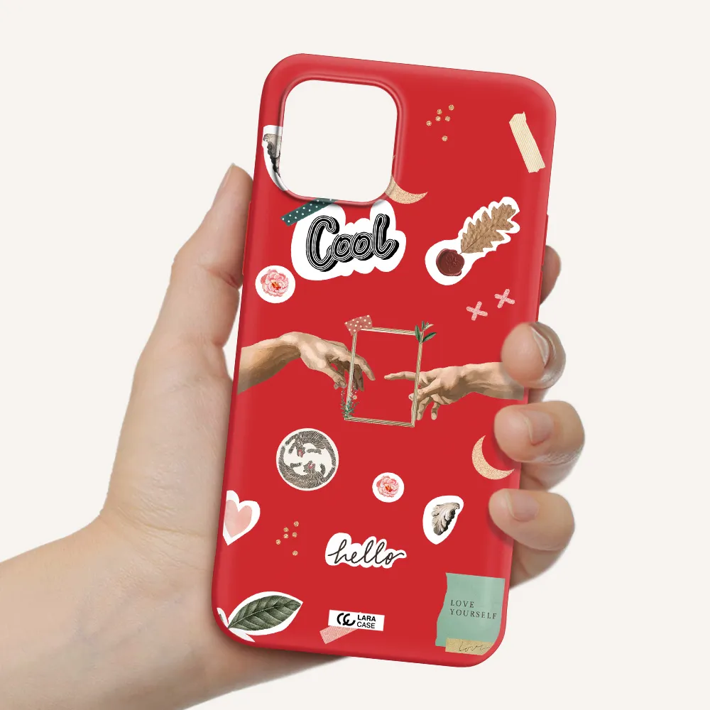 Creation Of Adam Apple iPhone 12 Silicone Imperial Red Case