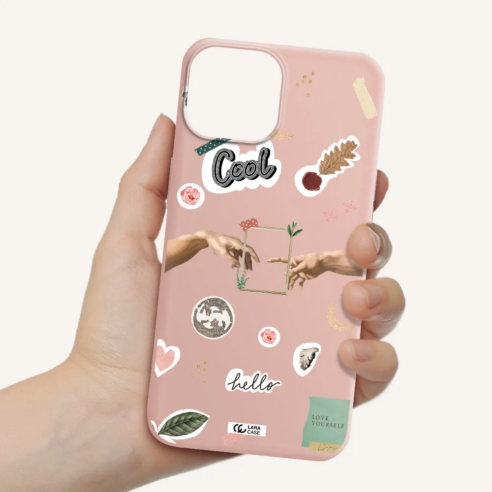 Creation Of Adam Apple iPhone 13 mini Silicone pastel pink Case