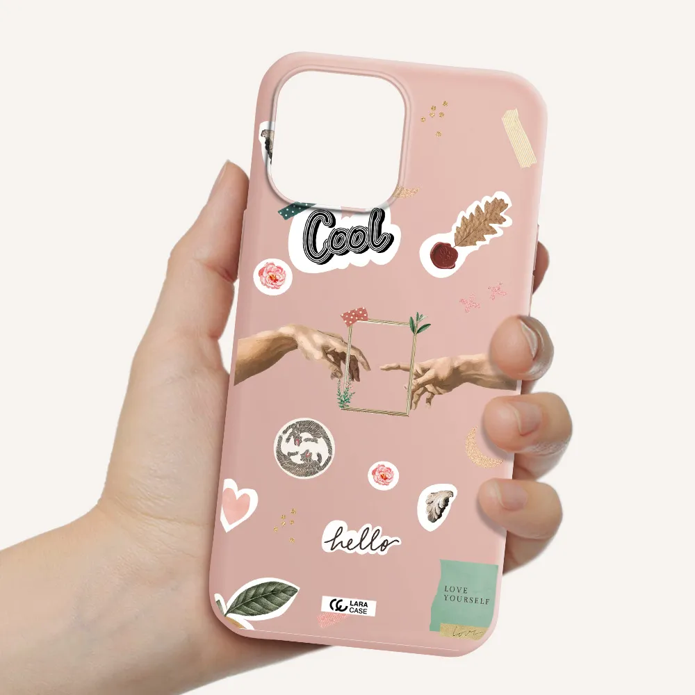 Creation Of Adam Apple iPhone 13 Pro Max Silicone pastel pink Case