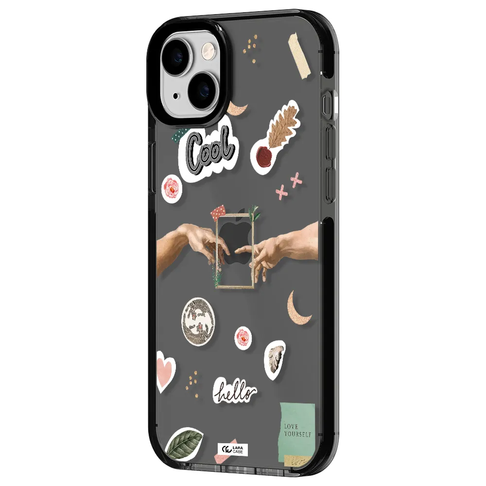 Creation Of Adam Apple iPhone 14 plus impact Smoke Black Case