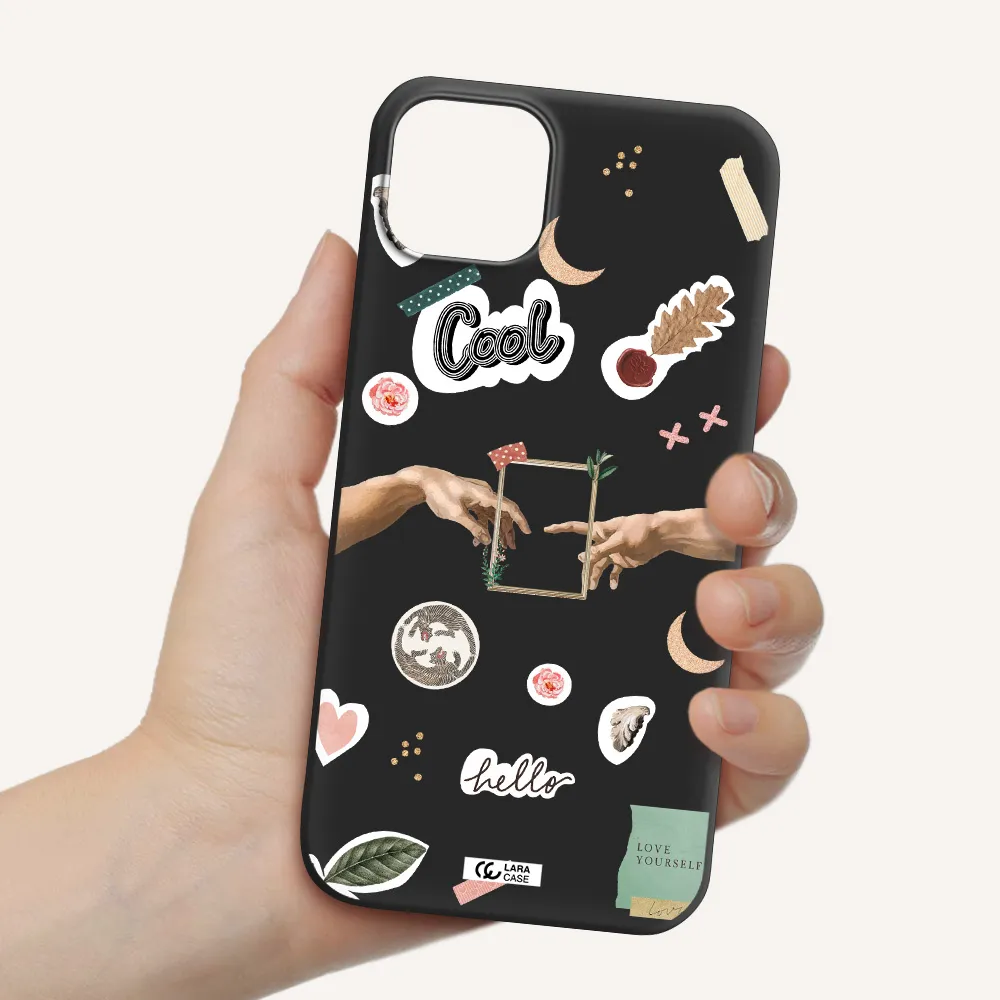 Creation Of Adam Apple iPhone 14 plus Silicone black Case