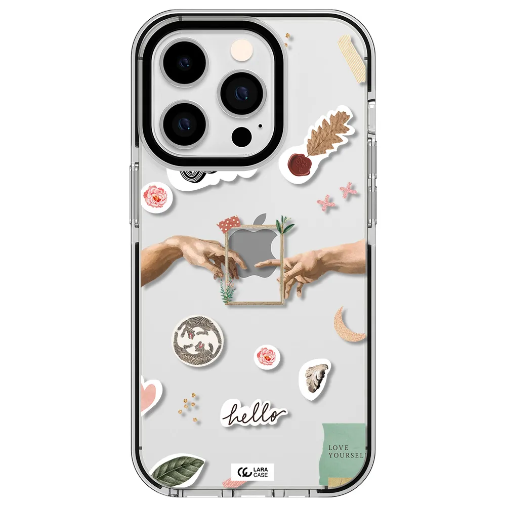 Creation Of Adam Apple iPhone 14 pro impact black border Case