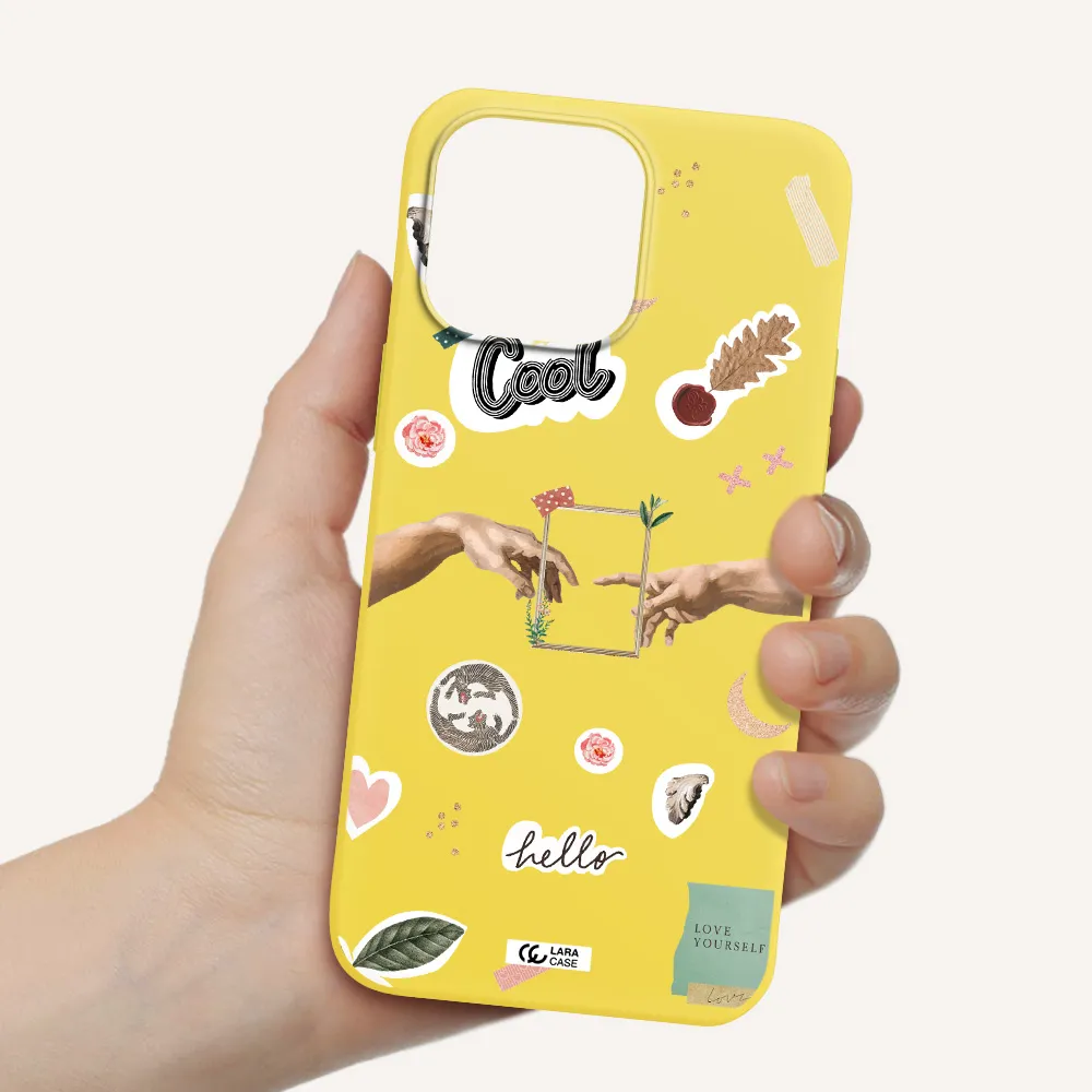 Creation Of Adam Apple iPhone 14 pro max Silicone canary yellow Case