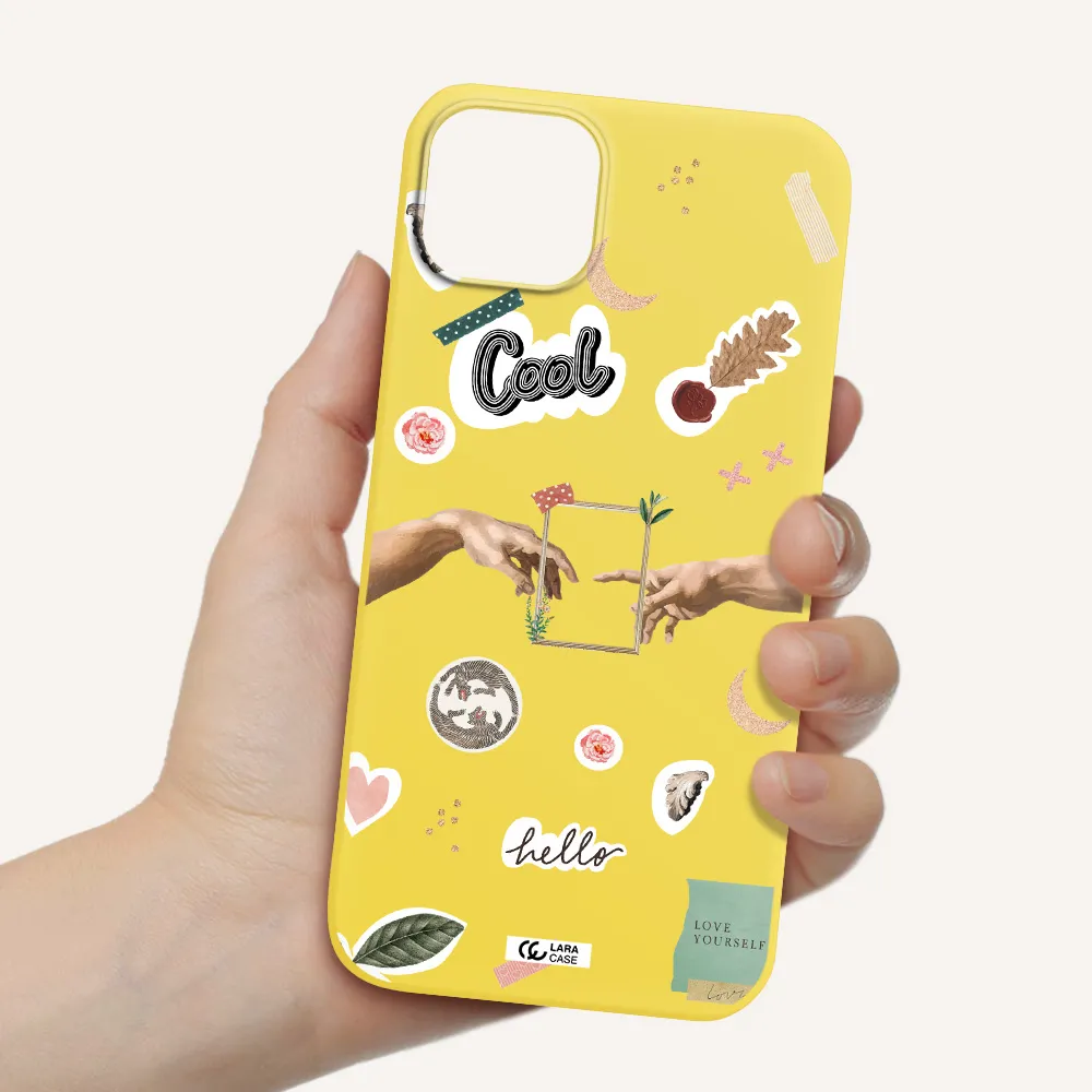 Creation Of Adam Apple iPhone 14 Silicone canary yellow Case