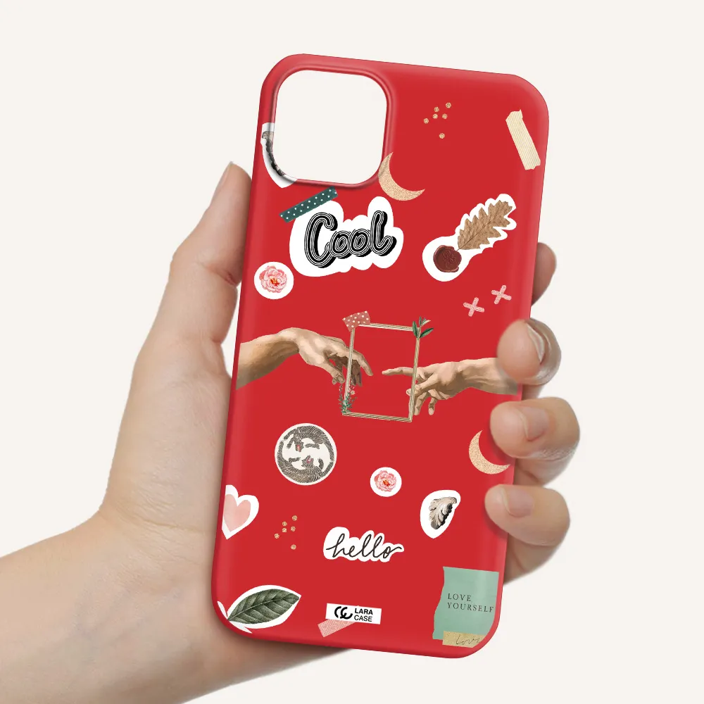 Creation Of Adam Apple iPhone 14 Silicone Imperial Red Case