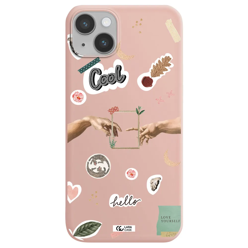 Creation Of Adam Apple iPhone 14 Silicone pastel pink Case