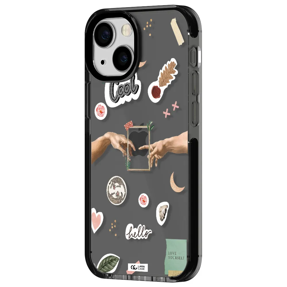 Creation Of Adam Apple iPhone 15 impact Smoke Black Case