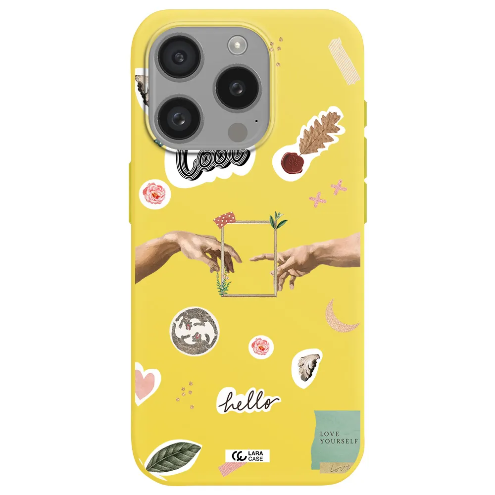 Creation Of Adam Apple Iphone 15 Pro Silicone Canary Yellow Case