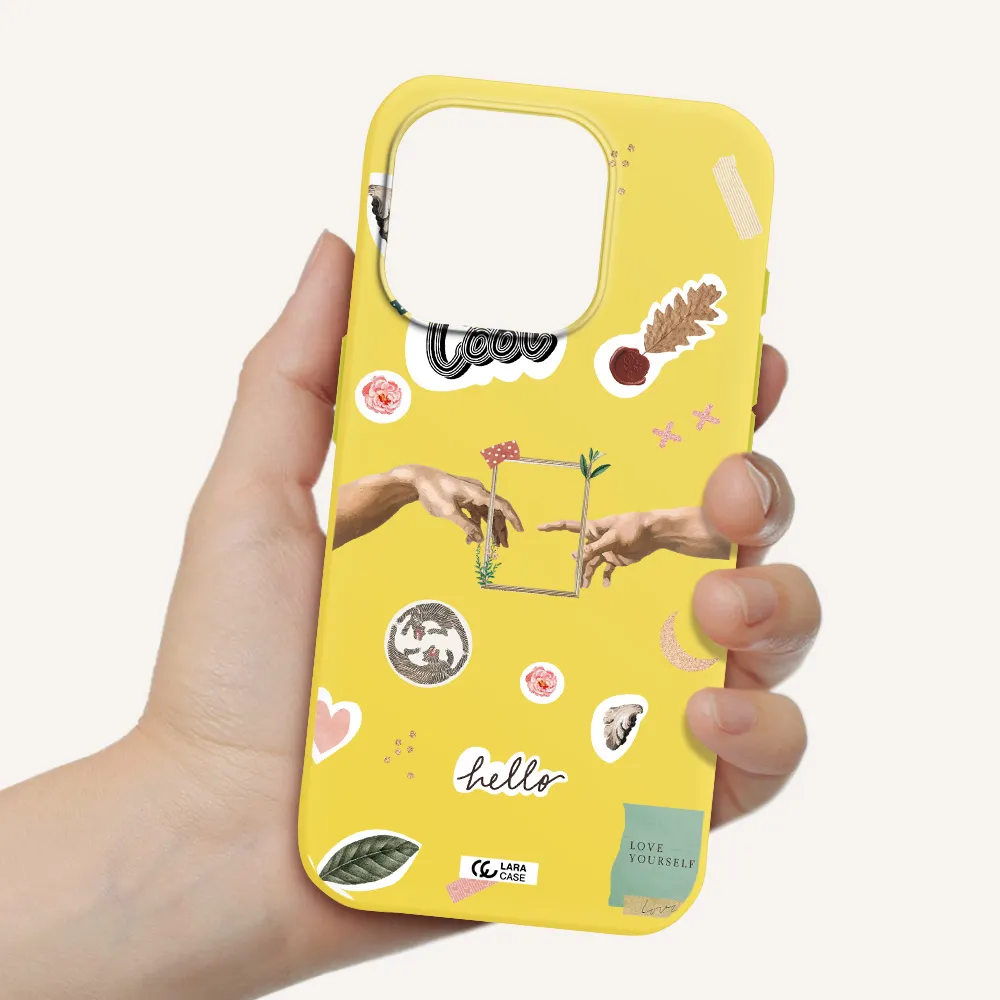 Creation Of Adam Apple Iphone 15 Pro Silicone Canary Yellow Case