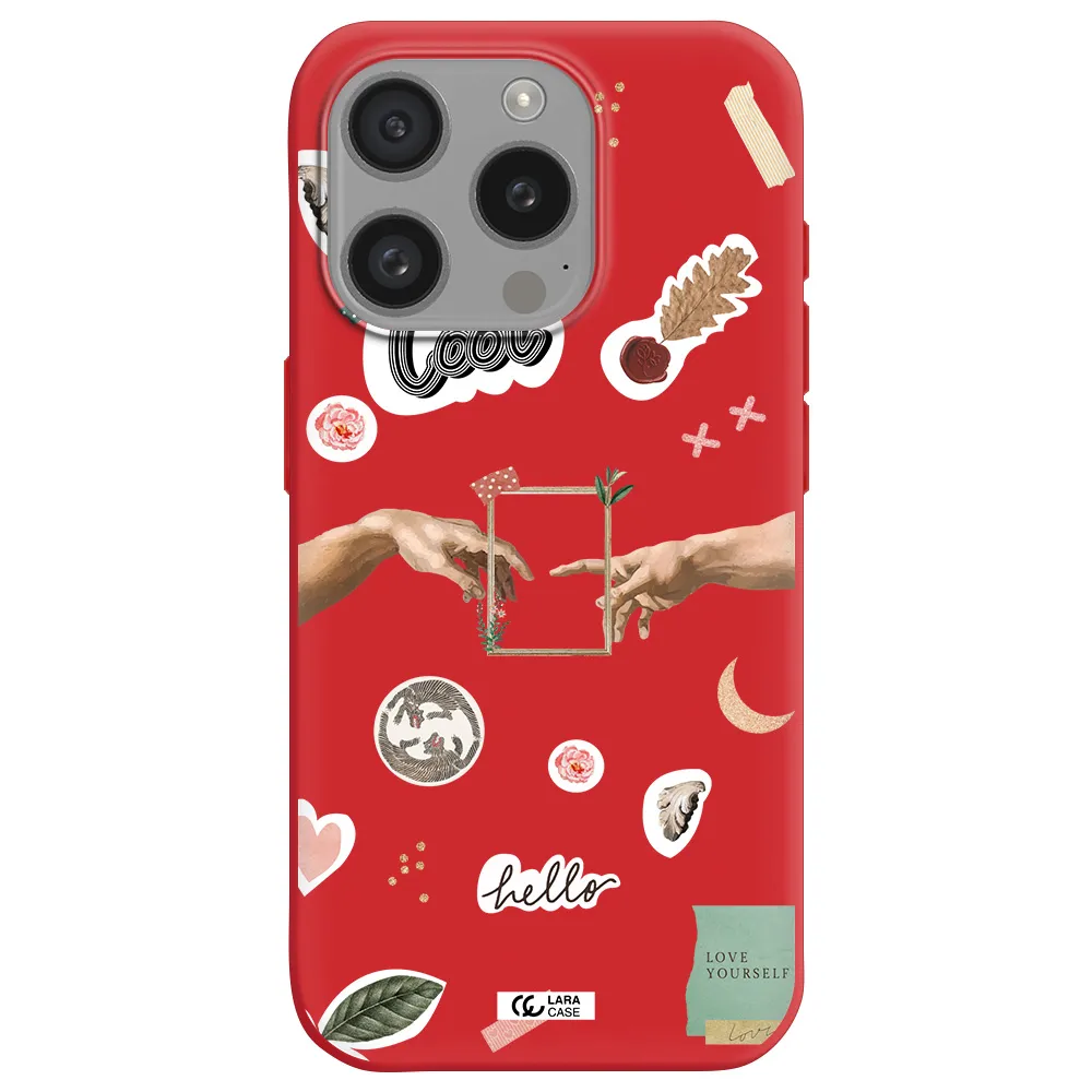 Creation Of Adam Apple Iphone 15 Pro Silicone Imperial Red Case