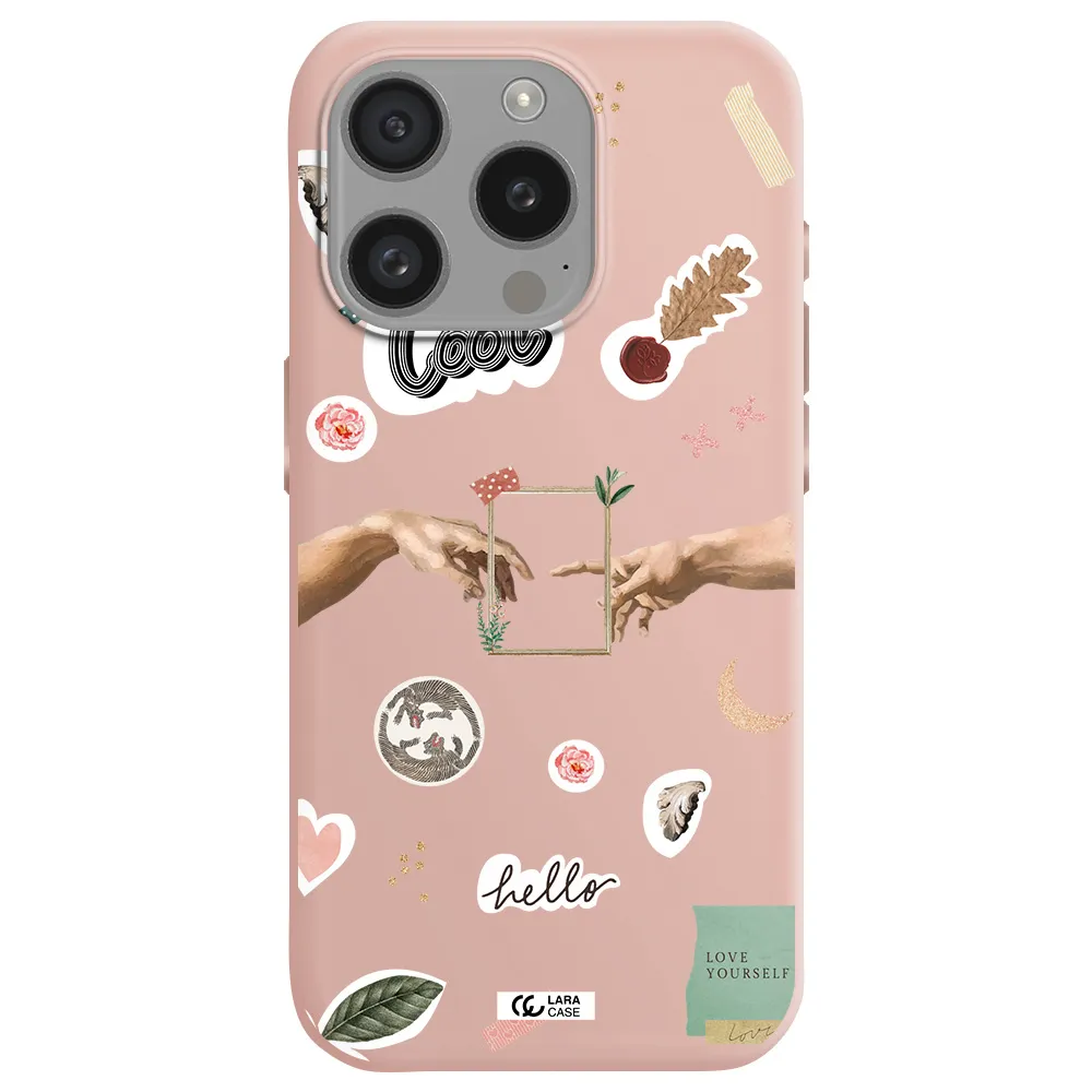 Creation Of Adam Apple Iphone 15 Pro Silicone Pastel Pink Case