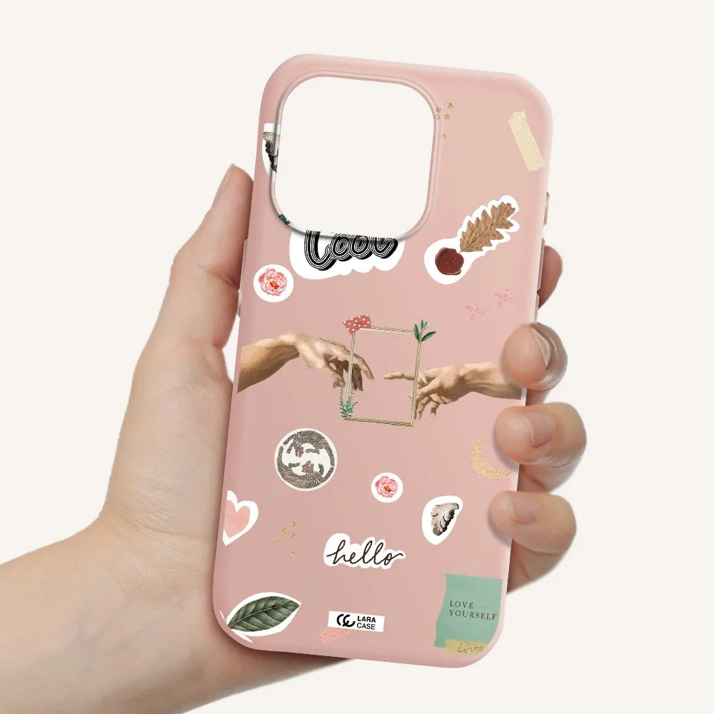 Creation Of Adam Apple Iphone 15 Pro Silicone Pastel Pink Case