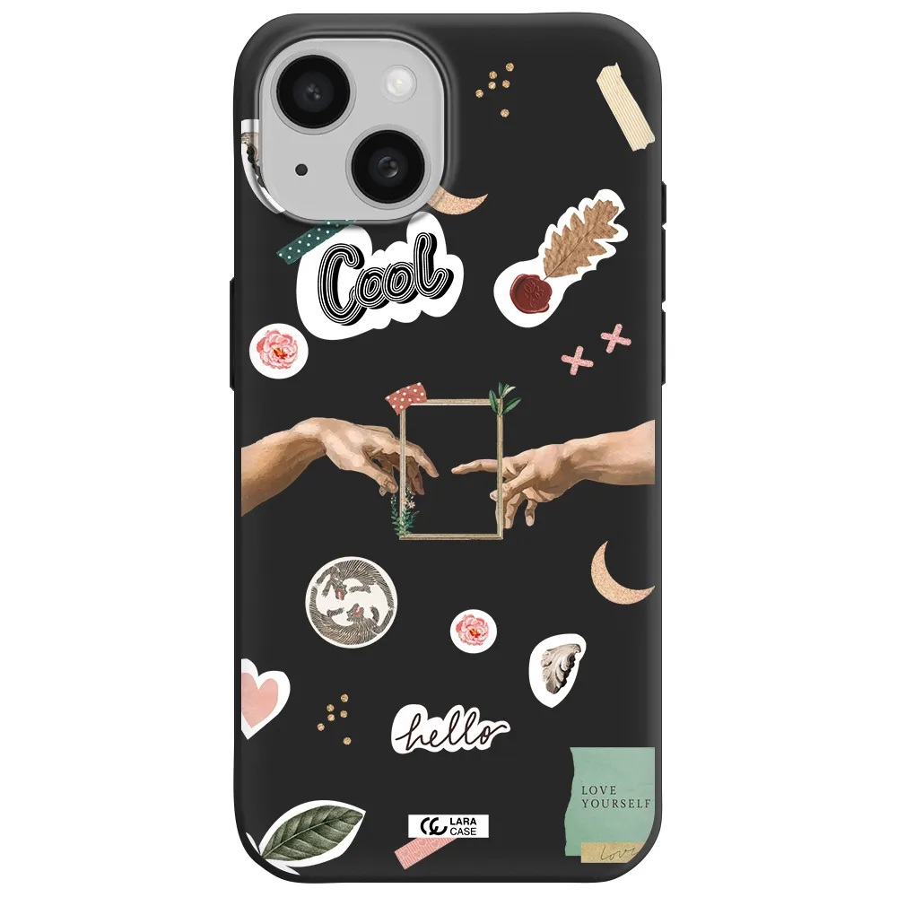 Creation Of Adam Apple iPhone 15 Silicone black Case