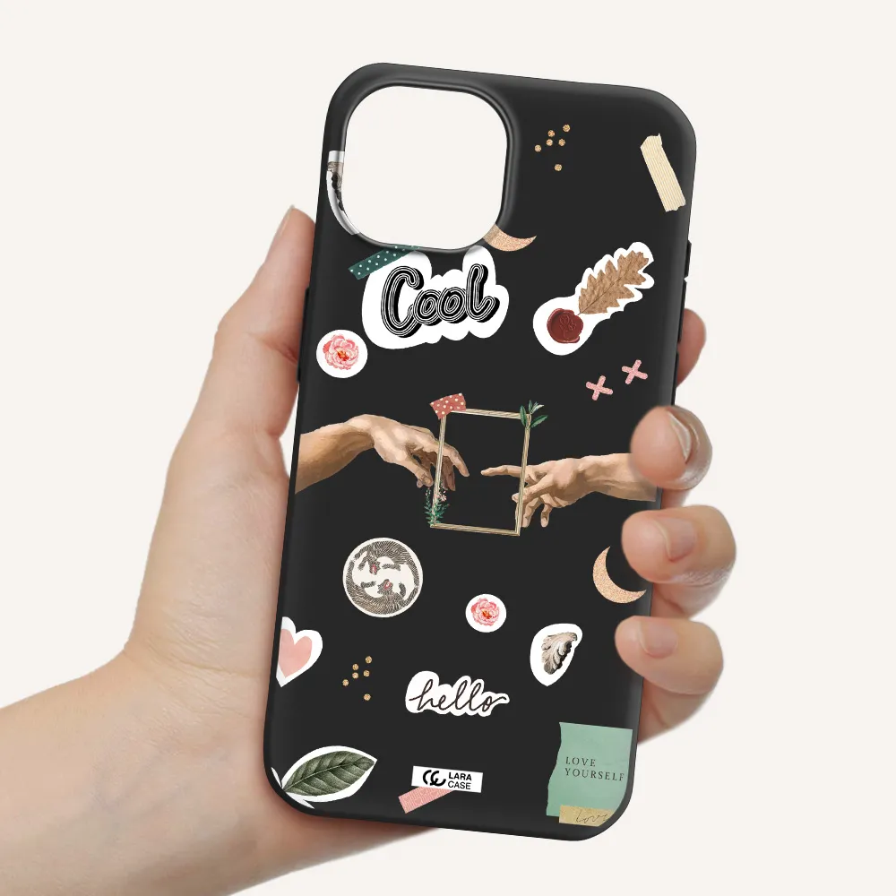 Creation Of Adam Apple iPhone 15 Silicone black Case