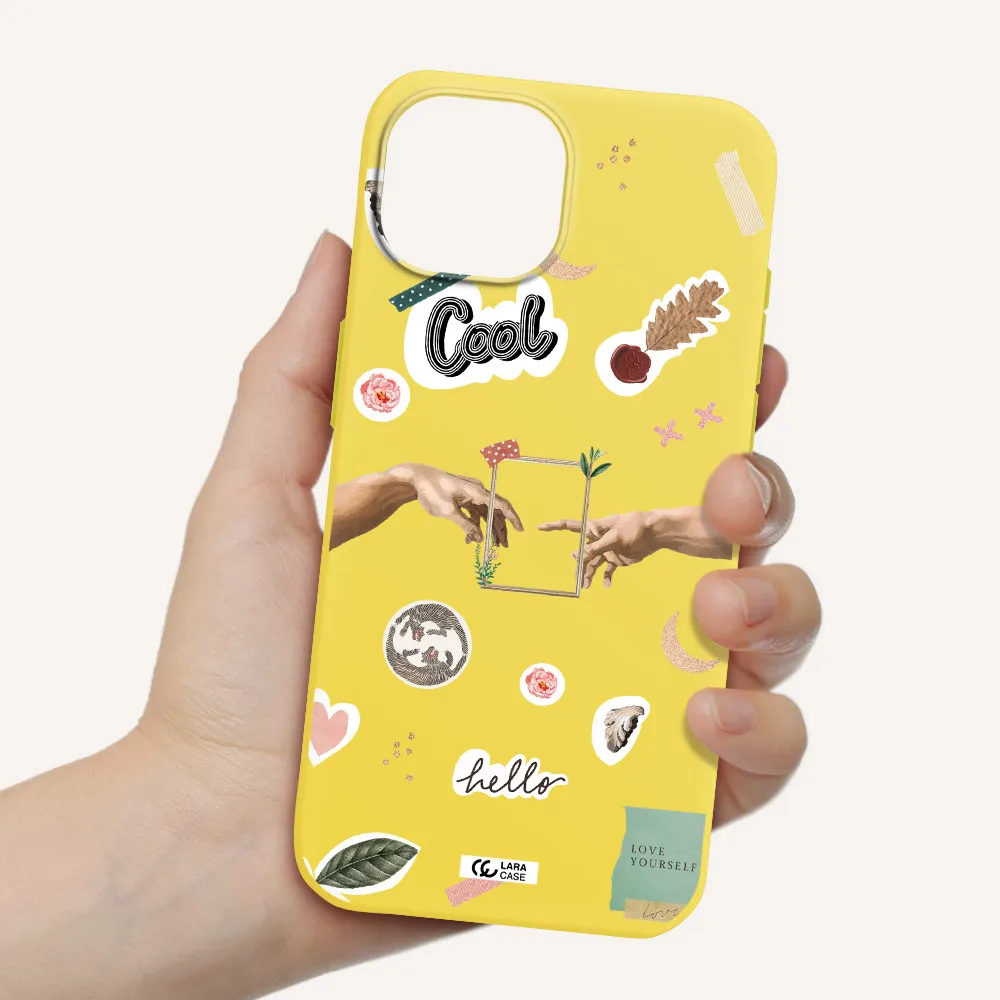 Creation Of Adam Apple iPhone 15 Silicone canary yellow Case