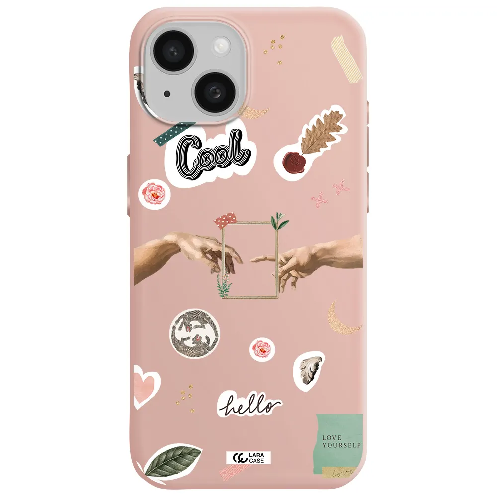 Creation Of Adam Apple Iphone 15 Silicone Pastel Pink Case