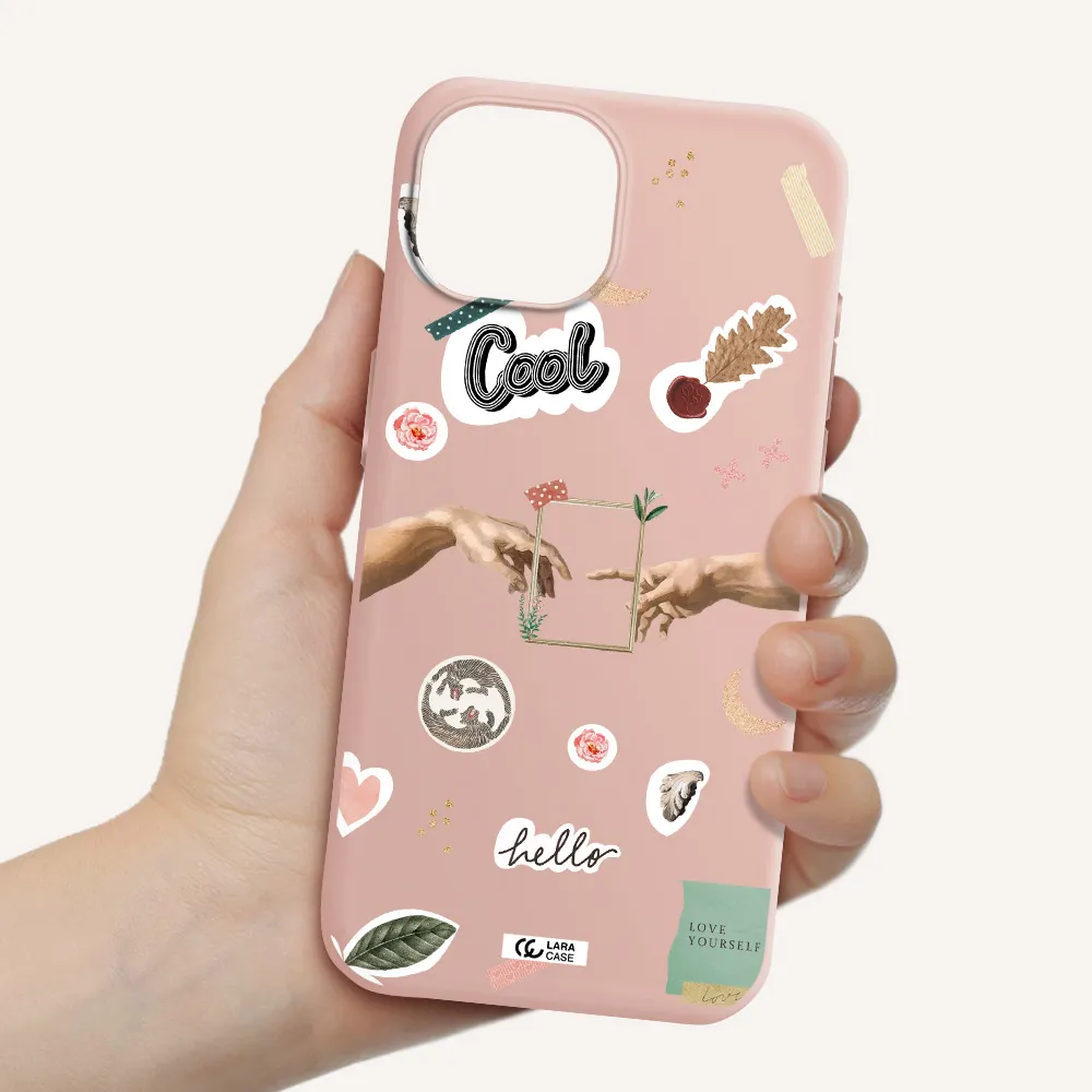 Creation Of Adam Apple Iphone 15 Silicone Pastel Pink Case