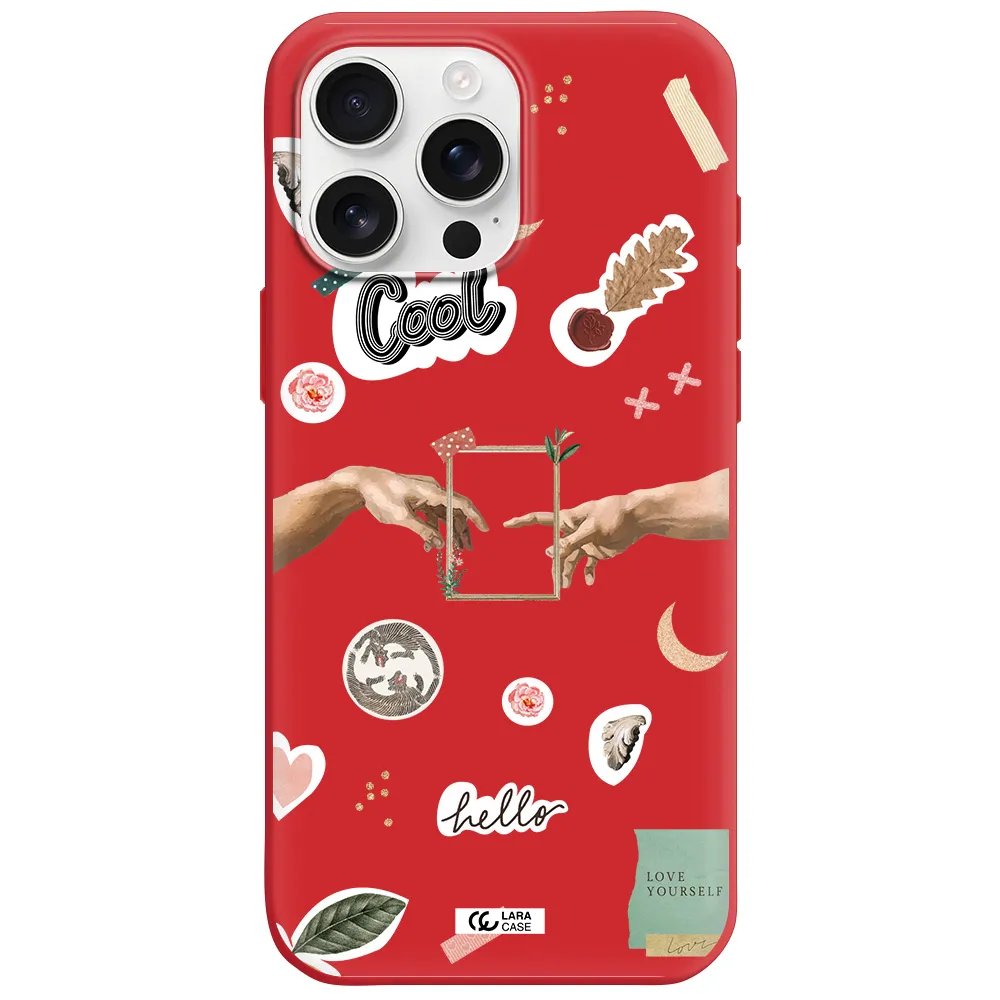 Creation Of Adam Apple Iphone 16 Pro Max Silicone Imperial Red Case