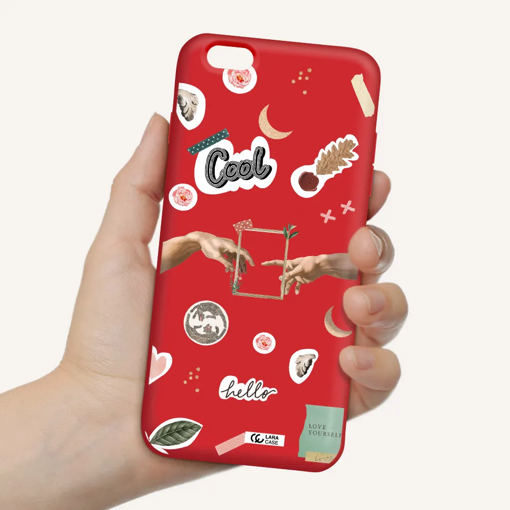 Creation Of Adam Apple iPhone 6 s plus Silicone Imperial Red Case