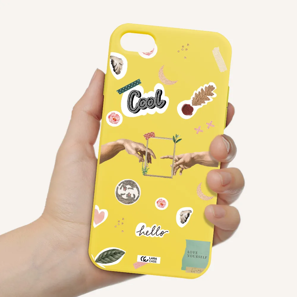 Creation Of Adam Apple iPhone 7 Silicone canary yellow Case