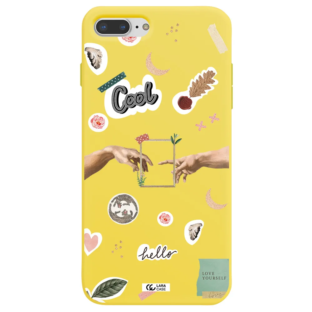 Creation Of Adam Apple iPhone 8 plus Silicone canary yellow Case