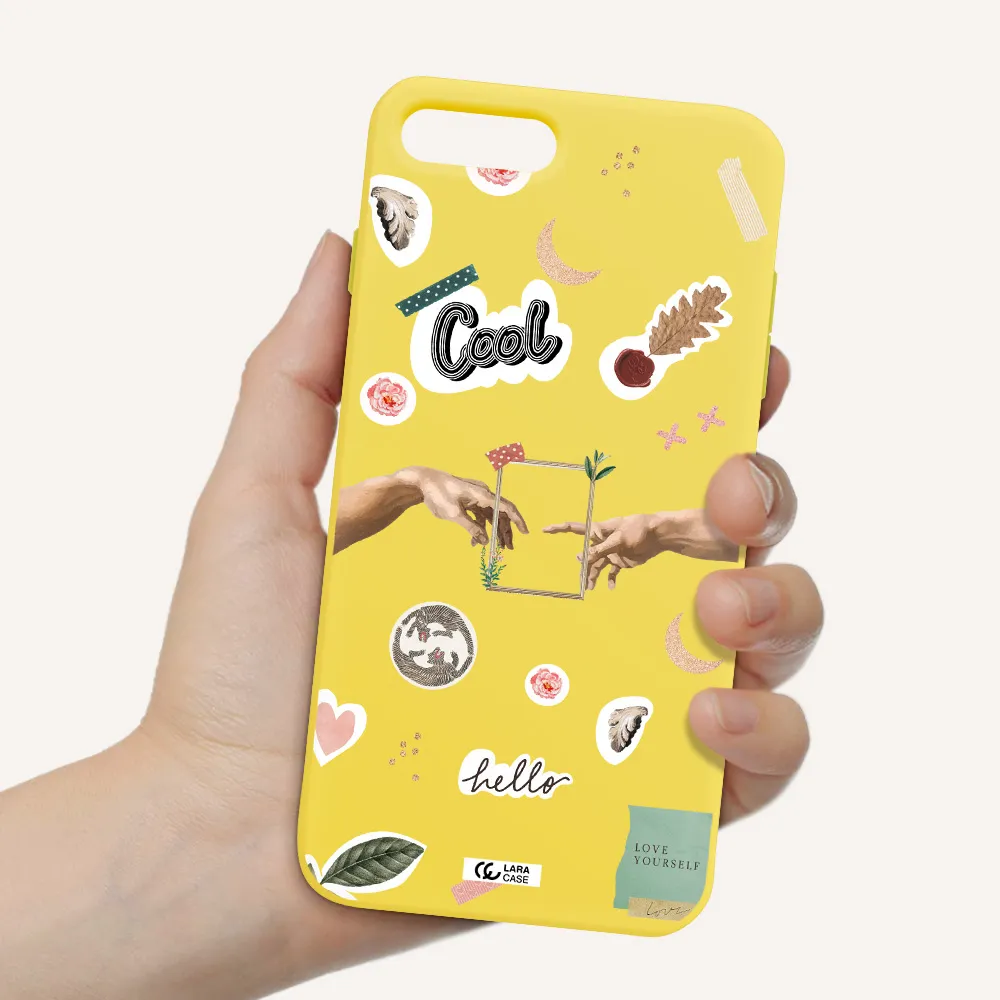 Creation Of Adam Apple iPhone 8 plus Silicone canary yellow Case
