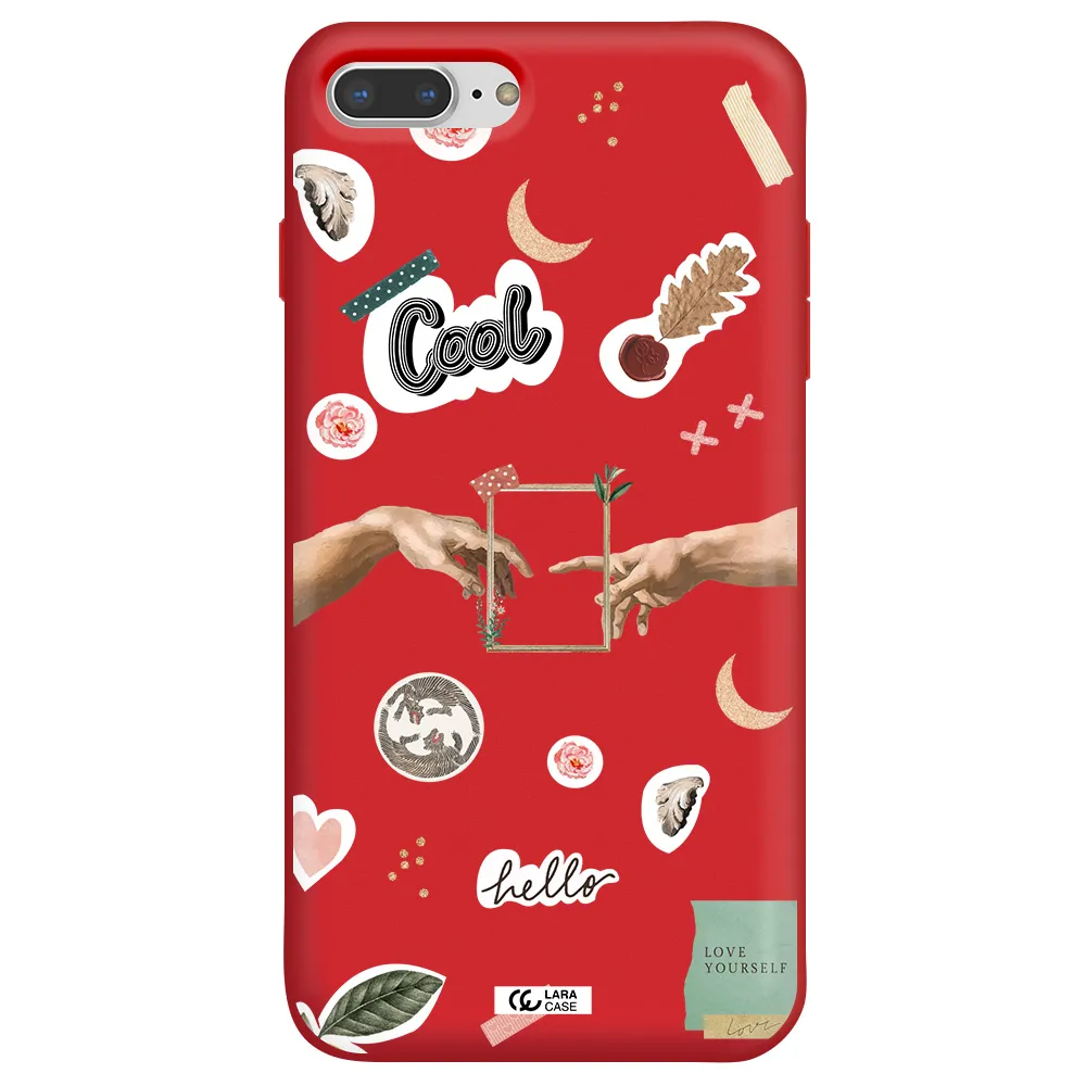 Creation Of Adam Apple iPhone 8 plus Silicone Imperial Red Case