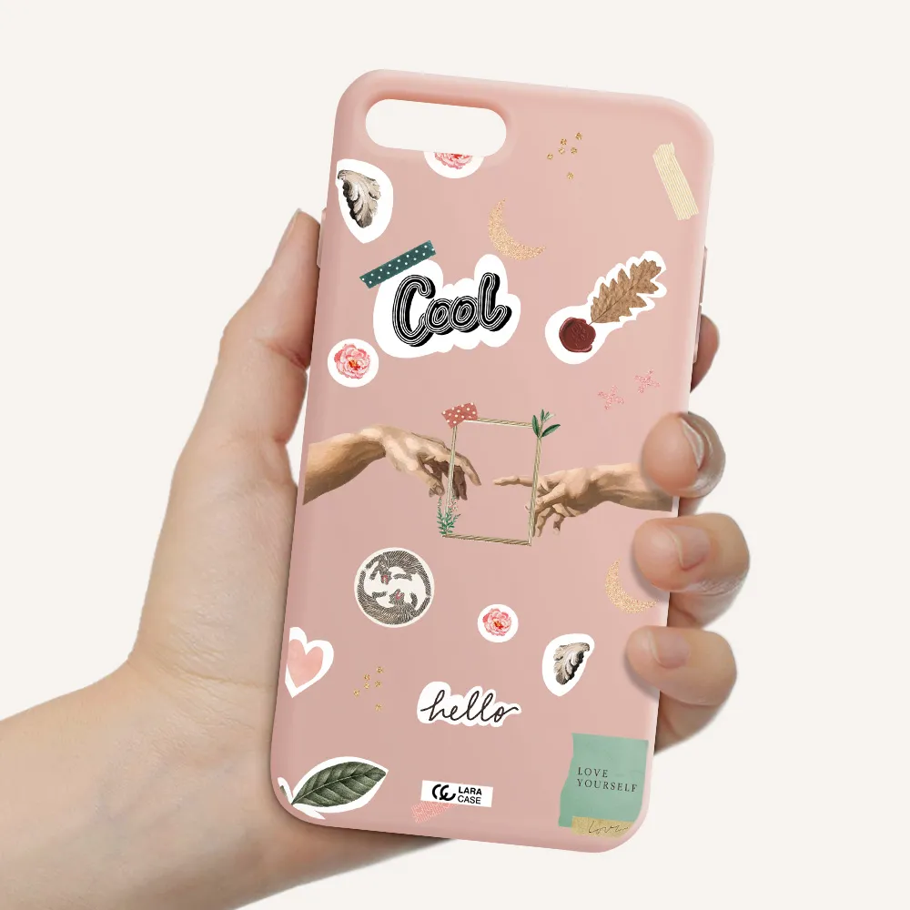 Creation Of Adam Apple iPhone 8 plus Silicone pastel pink Case